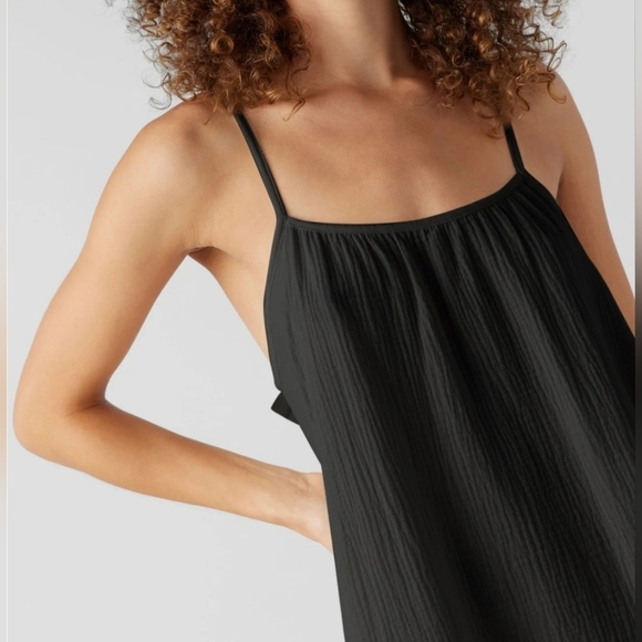 SOL ANGELES Women's Gauzy Cotton Maxi Dress with Side Pockets in BLACK, M/L - Picture 4 of 11